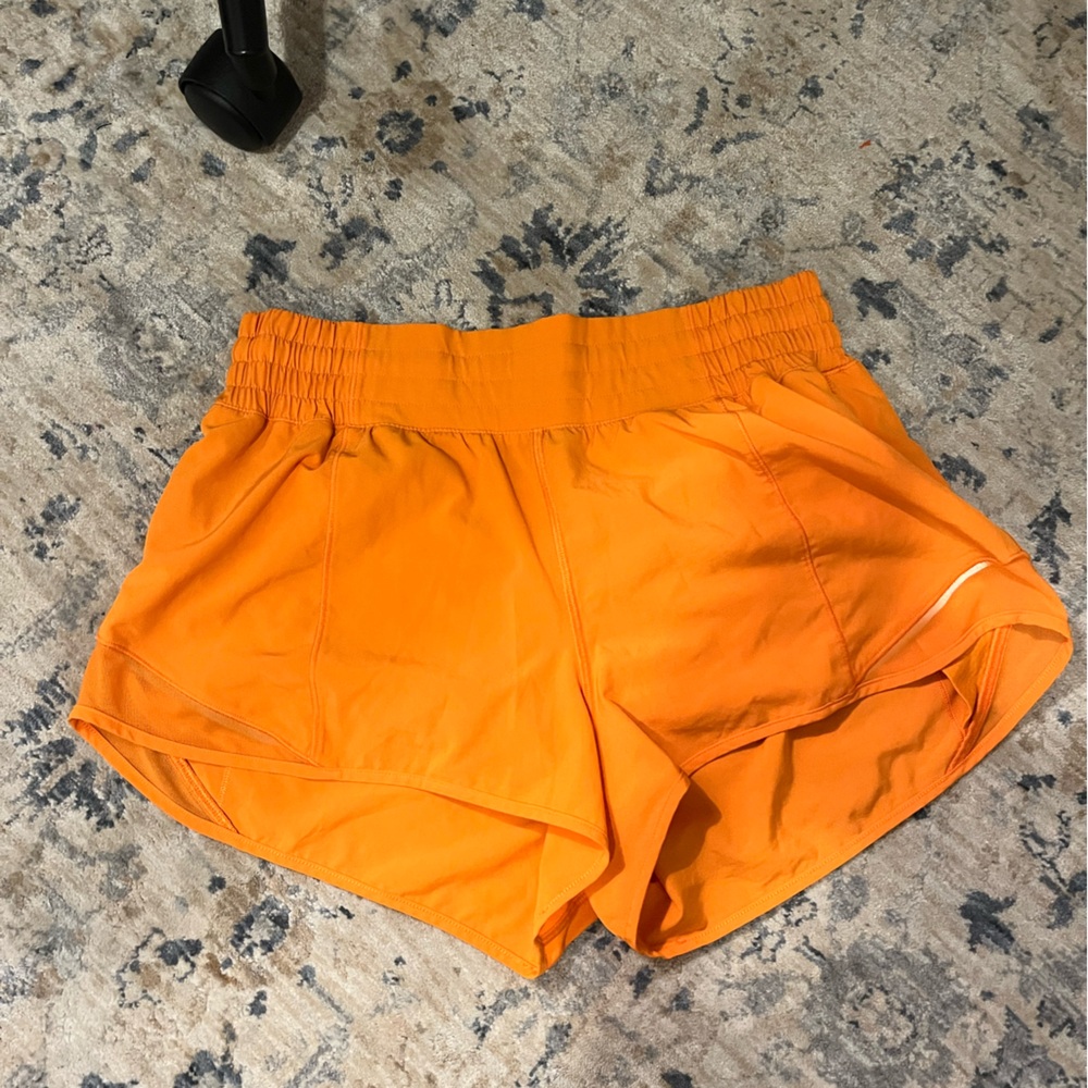 Lululemon Athletica High Rise 2.5in inseam Orange Hotty Hots